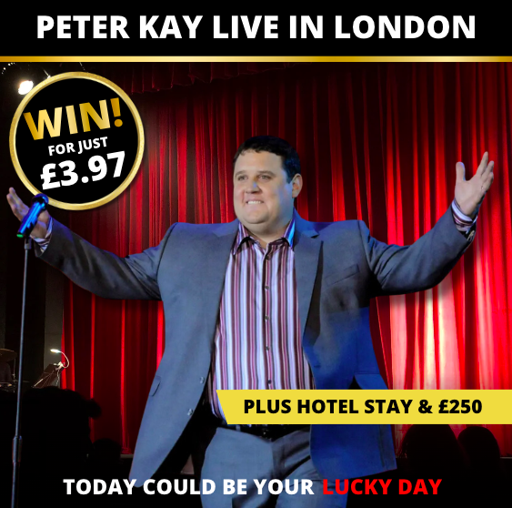 2 VIP TICKETS TO PETER KAY LIVE IN LONDON WITH HOTEL STAY 2 Lucky